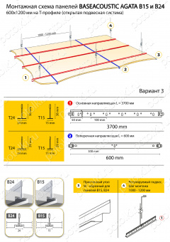 Схема Панелей BaseAcoustic Agata B15 (Microlook), B24 (Tegular) 600х1200 мм (вариант_3)